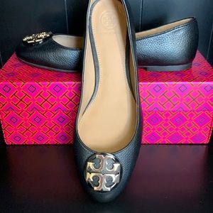 Tory Burch Claire Ballet Flat Black Leather 8.5